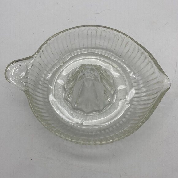 Vintage Glass Juicer Orange Juice Reamer Depression Glass Handle Spout 8” Long - Picture 3 of 7